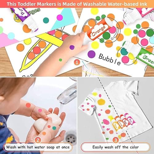 Dot Markers for Toddlers Kids Preschool, Bingo Daubers Washable Art Markers 8 Colors, Toddlers Arts and Crafts Supplies, Kids Painting Drawing Coloring Supplies, Dot Paint Craft Kit Preschool Learning thumbnail 6