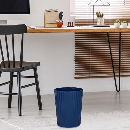 JiatuA Small Trash Can Plastic Wastebasket Round Garbage Container Bin for Bathroom, Kitchen, Bedroom, Home Office, College Dorm, Navy Blue thumbnail 6