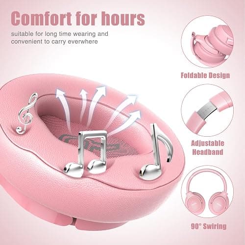 BERIBES Bluetooth Headphones Over Ear, 65H Playtime and 6 EQ Music Modes Wireless Headphones with Microphone, HiFi Stereo Foldable Lightweight Headsets, Deep Bass for Home Office Cellphone PC Ect. thumbnail 4