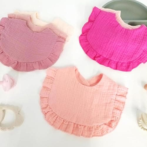 duludulu Baby Muslin Bibs, Bandana Drool Bib for Girls, Adjustable 100% Cotton Soft Baby Bibs for Drooling and Teething Organic Solid Colors Lap-Shoulder thumbnail 7