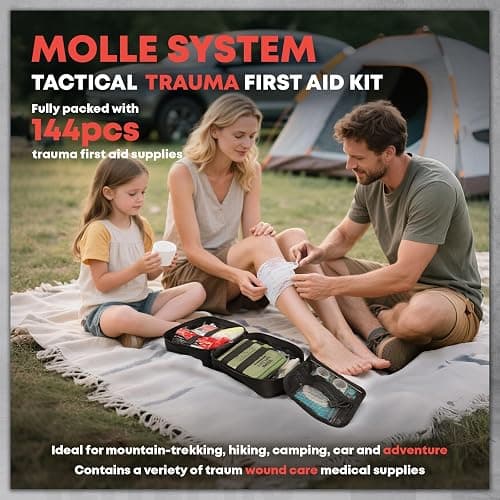 Advanced Trauma First Aid Kit - Emergency Camping Gear with Tourniquet Kit, Compression Bandage, 36" Splint | Portable Survival Gear for Outdoor, Home, Camping- Gift for Husband Dad and Wife-Black thumbnail 7