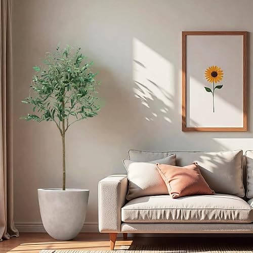 5FT Artificial Olive Tree,Artificial Plants Indoor,Faux Olive Tree Olive Trees Artificial Indoor with Natural Wood Trunk and Realistic Leaves and Fruits (5FT) thumbnail 2