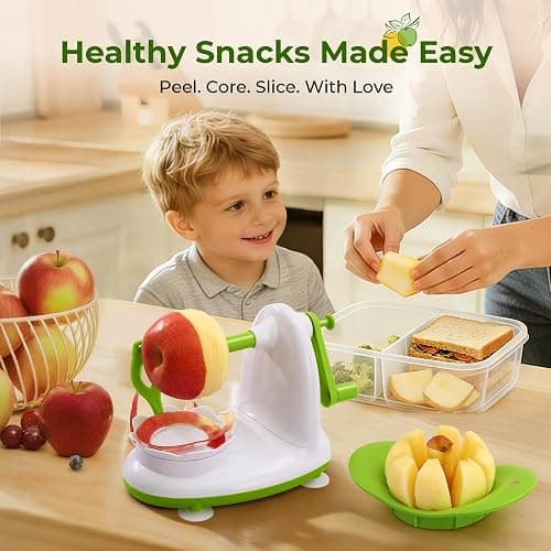Apple Peeler for Apple Sauce and Pie, 8-Wedge Apple Slicer Corer with Stainless Steel Blades, Upgraded Strong Suction Base, Includes 2 Replacement Blades thumbnail 5