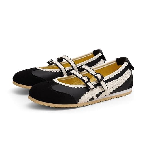 Adolilove Ballet Sneakers for Women Mary Jane Flats Walking Shoes Slip On with Elastic Straps with Memory Foam Insole - Image 1