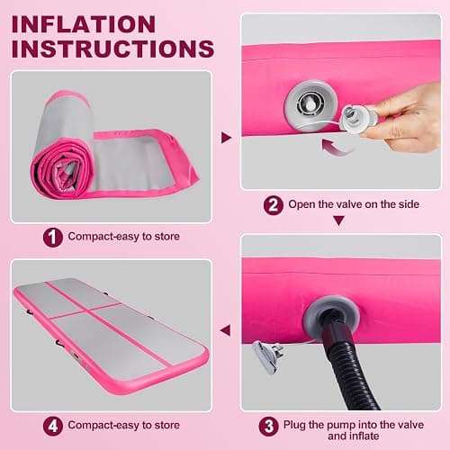 Inflatable Gymnastics Mat 10ft/13ft/16ft/20ft/ Air Tumbling Track Mats 4/8 inches Thick for Home Use/Training/Cheerleading/Yoga/Water with Pump thumbnail 4