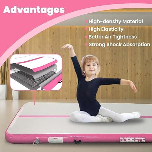 DOBESTS Inflatable Air Gymnastics Mat Tumbling Mat Tumble Track Gymnastics Training for Kids Home 6.6 feet 10 feet 13feet 16feet 20feet 4/8inch Thick for Cheerleading Dance Yoga Cheer Water With Pump thumbnail 3