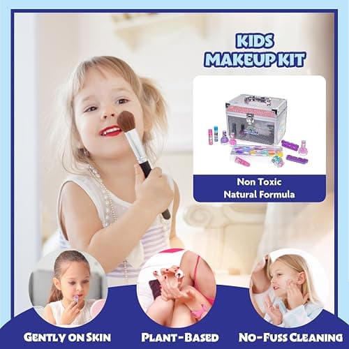 Hello Kitty & Friends - Townley Girl Train Case Makeup Set for Kids, Includes Lip Gloss, Eye Shimmer, Nail Polish, Brushes, and More! Perfect for Parties, Sleepovers, and Makeovers. Non-Toxic, Ages 3+ thumbnail 3