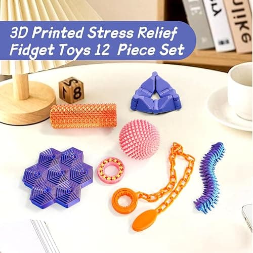 AQXYTK 12 Pcs 3D Printed Fidget Toys, Little Pain Ouchies Fidget, Spinners Fidget Cube for Teens& Adult, Sensory Anxiety Relief, ADHD, Autism, Party Favors, Easter Gift thumbnail 5