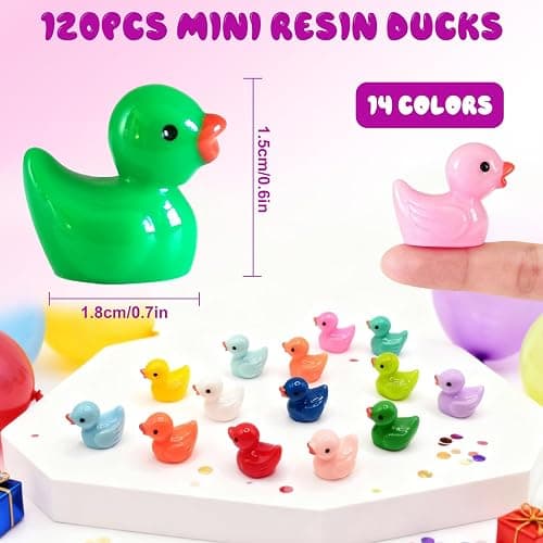 JWAJWY Mini Ducks 120PCS Tiny Ducks Small Lucky Little in 14 Colors for Pranks Dollhouse Garden Ornaments Party Favors thumbnail 3
