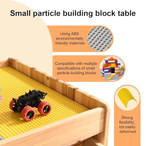 BIRASIL Wooden Kids Activity Table with Storage, Multi-Purpose Sensory Table for Children, Play Table Compatible with Building Block Board for Preschool Toddler Boy & Girl (Classic-with Drawer) thumbnail 3