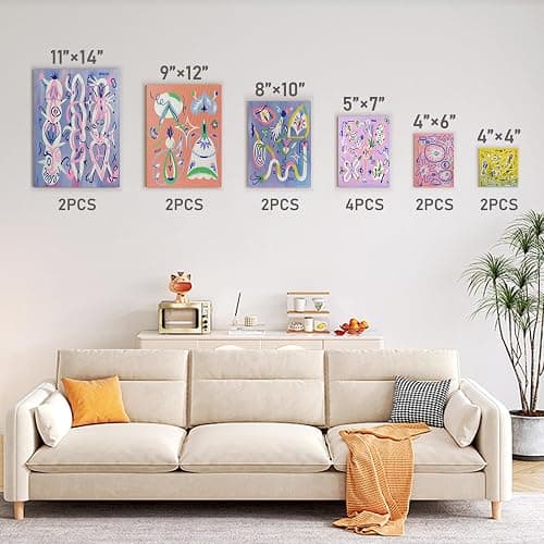 Gotideal Canvas for Painting, 14 Pcs Muti Pack Stretched Painting Canvas, Blank Paint Canvas for Acrylic, Oil, Art Supplies for Artists, Adults 4x4,4x6, 5x7, 8x10,9x12, 11x14 Set of 14 thumbnail 3
