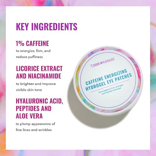 Good Molecules Caffeine Energizing Hydrogel Eye Patches - Eye Mask with Hyaluronic Acid Hydrate and Reduce Puffiness - Pack of 30, Skincare for Face thumbnail 3