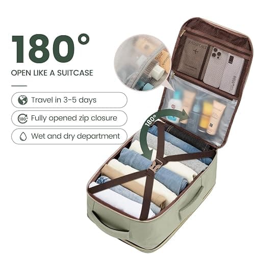 LOVEVOOK Travel Backpack For Women,40L Carry On Backpack Flight Approved,TSA Personal Item Travel Bag Fits 17 Inch Laptop,Business Weekender Overnight Daypack with Back Pad and Chest Buckle,Cubes - Green and White - 17.3 Inch-40L-4Pcs thumbnail 4