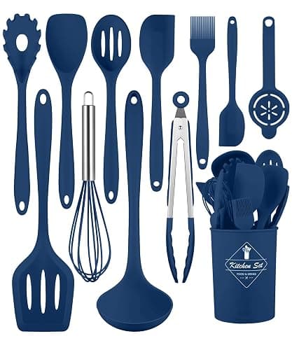 Kitchen Utensils Set-12 Pieces Silicone Cooking Utensils Set (Dishwasher Safe) 392°F Heat Resistant Spatula Set,Kitchen Utensil Set for Nonstick Cookware,Best Kitchen Tools with Holder - Image 1