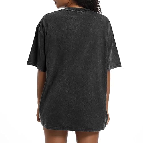 Pairxily Oversized Graphic Tees for Women Baggy Streetwear Preppy Shirts for Teens Race Car Checkered Flag Drop Shoulder Top - Black - Large thumbnail 4