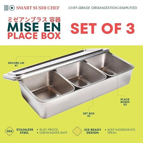 Smart Sushi Chef Mise en Place Containers Set, Stainless Steel Containers With Lids for Spices, Seasonings & Ingredients, Stainless Steel Box Meal Prep Containers for Chefs, Available in 2–6 Packs (2) thumbnail 6