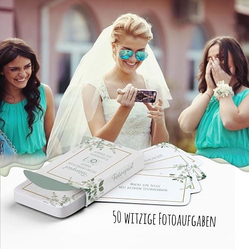 50 Fotoaufgaben Hochzeit - Unterhaltsames Hochzeitsspiel für Gäste, Fotobox Accessoires Hochzeit Fotospiel Hochzeit, Hochzeit Fotoaufgaben für Gäste, Perfekt für Gästebuch Hochzeit thumbnail 2