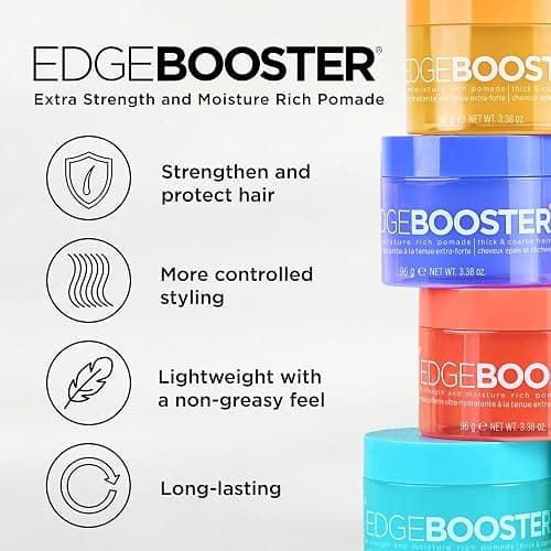 Style Factor Edge Booster Extra Strength & Moisture Rich Pomade | Strong Hold Edge Control Gel for Thick & Coarse Hair | High Shine, Non-Greasy Styling | Pink Sapphire, 3.38 oz thumbnail 2
