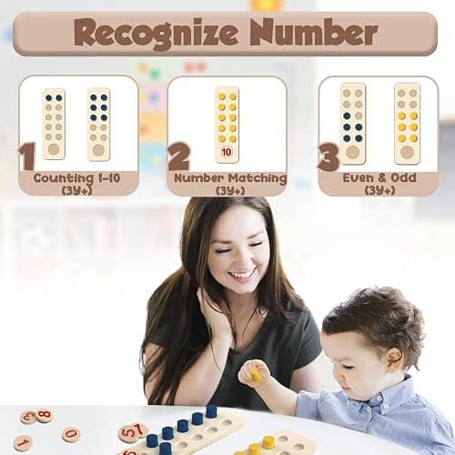 TEUVO Montessori Counting Peg Abacus for Kids Age 3 4 5 6 Years Old, Math Manipulatives Materials Wooden Learning Toys Numberblocks Toddler Puzzle & Kindergarten Home School Montessori Teaching thumbnail 6
