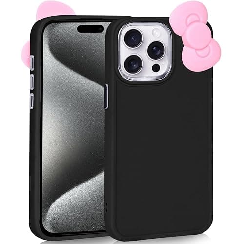 Kaislandy Compatible with iPhone 13 Pro Case, Cute 3D Bowknot Design Soft Silicone Shockproof Cover for iPhone 13 Pro 6.1" 2021 Black - Image 1
