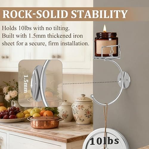 Simple Silver Hand Towel Holder for Bathroom Wall, Metal Sturdy Wall-Mounted Towel Hook with Candle Holder for Vase and Bottled, Hand Towel Racks/Hanger for Bathroom Decor and Kitchen thumbnail 6