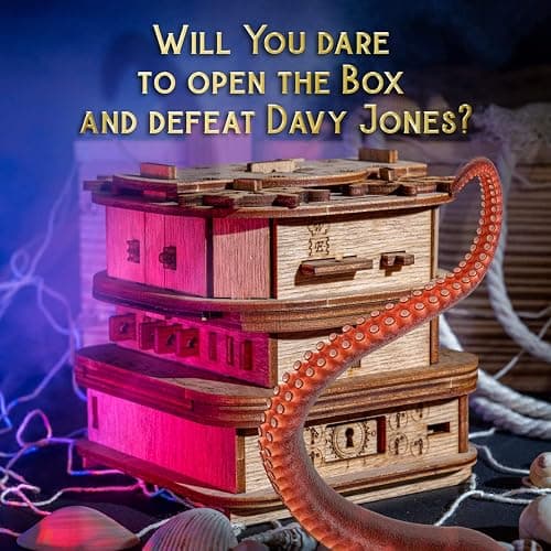 iDventure Cluebox - Davy Jones Locker - Escape Room Puzzle Box - 3D Wooden Puzzle for Adults - Brain Teaser - Birthday Gift for Men - Money Box thumbnail 6