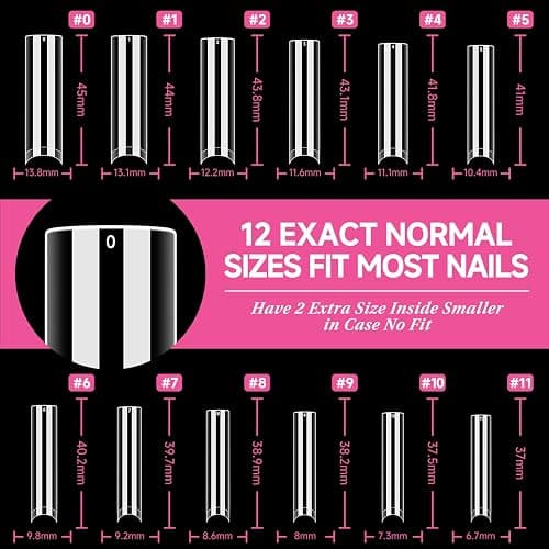 UNA GELLA Nail Tips Square XXL Tips 120 PCS No C Curve Gel Tips Extra Long Square Straight Nails Half Fake Nail Tips No Trace for Acrylic Nails Tips for Home DIY with Box thumbnail 7