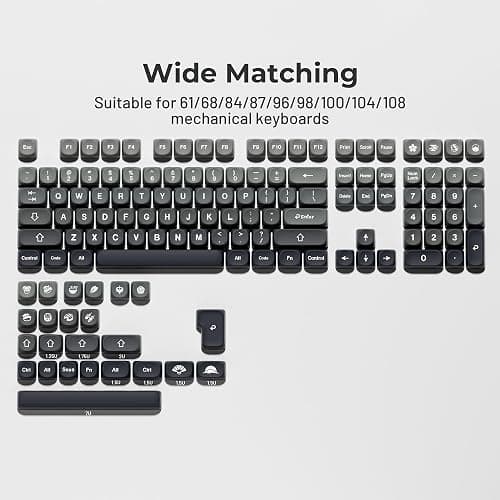 XVX PBT Keycaps-MOA Keycap, Custom Keyboard Keycaps 60 65 75 100 Percent, 5 Side Dye Sublimation, 132 Keys Keycap Set for Cherry Gateron MX Switches Keyboards, Gradient Gray thumbnail 3