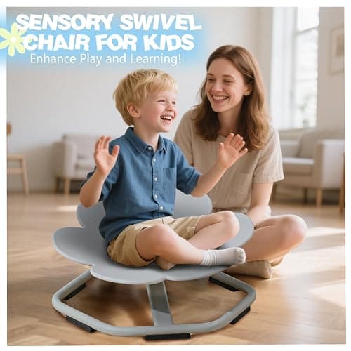 Chidiam Blumenförmiger Sensorischer Drehstuhl für Kinder,Therapiestuhl für Autismus & ADHS Balance -Sitz mit 360° Rotation Förderung von Koordination thumbnail 6
