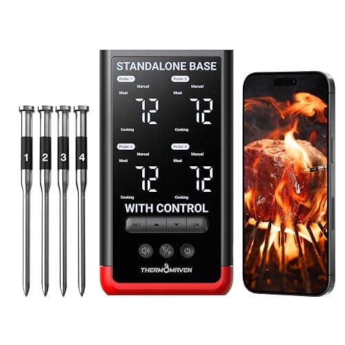ThermoMaven Smart Bluetooth Wireless Meat Thermometer: Standalone Base, WiFi Unlimited Range, 6 Sensors with NIST Certified Accuracy, 4 Probes for Kitchen, BBQ, Grill, Oven, Smoker, Rotisserie - Image 1