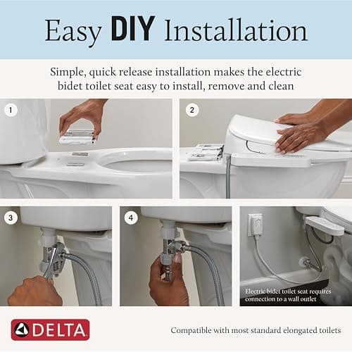 Delta Faucet Refresh Standard Elongated Electric Bidet Toilet Seat, Warm Water Bidet, Bidet Attachment for Toilet, Toilet Seat Bidet, Bidet Toilet Seat Elongated, White 893005E-WH thumbnail 7
