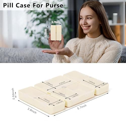 FYY Daily Pill Organizer, 7 Compartments Portable Pill Case Travel Pill Organizer,[Folding Design] Pill Box for Purse Pocket to Hold Vitamins,Cod Liver Oil,Supplements and Medication-White thumbnail 7