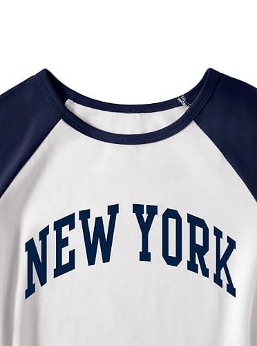 Ecolala Girls Shirts Crew Neck Contrast Raglan Short Sleeve Bow Graphic Tees Cotton Casual Cute Summer Tops thumbnail 4