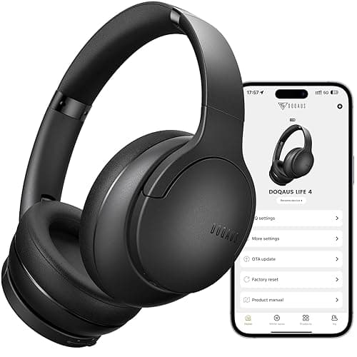DOQAUS Bluetooth Headphones Over Ear Wireless, 90H Playtime, BT 5.4, 9 EQ Modes via App, Movie & Sleep Mode, HiFi Deep Bass, Memory Foam for Travel, Gym, Phone, PC Stocking Stuffers - Image 1