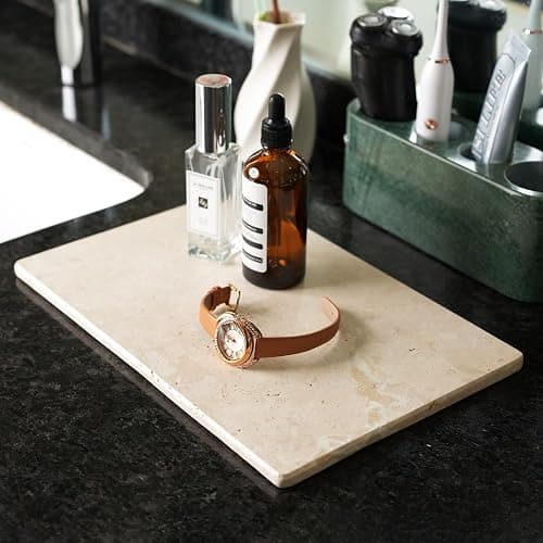 Koville Natural Travertine Marble Cutting Board for Kitchen Counter, 12" x 8" Real Stone Slab Marble Cheese Board for Home Decor, Stone Pastry Boards Bathroom Perfume Tray Candle Plate thumbnail 8