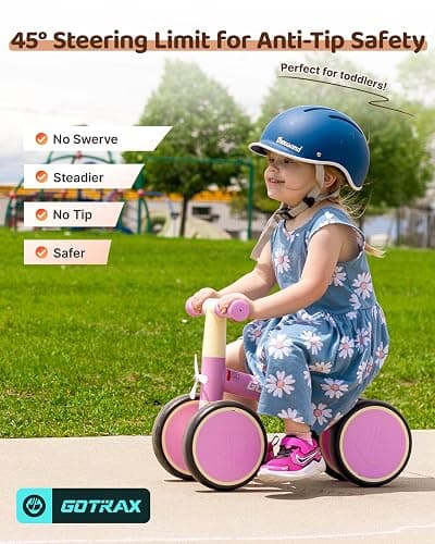 Gotrax Baby Balance Bike, 7" Silent Wheels, First Gift for Toddlers 1-2 | Sturdy Steel Frame, Quick 2-Min Assembly, CPC Certified, Soft Edges, Comfy PU Seat, Lightweight, Max 66 lbs, Ride-on Toy thumbnail 4