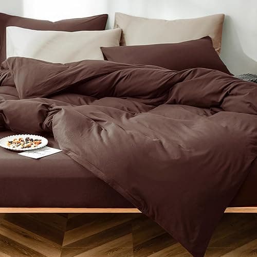 CoutureBridal Duvet Cover Set Queen Size Brown Duvet Cover Solid Mocha Coffee Color Bedding Duvet Cover 3 Pieces Minimalist Soft Microfiber Comforter Cover with Zipper Ties Gift for Men Women thumbnail 7