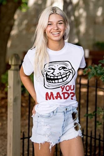 Brisco Brands Troll Face You Mad Trollface Meme Graphic T Shirt Men or Women thumbnail 4