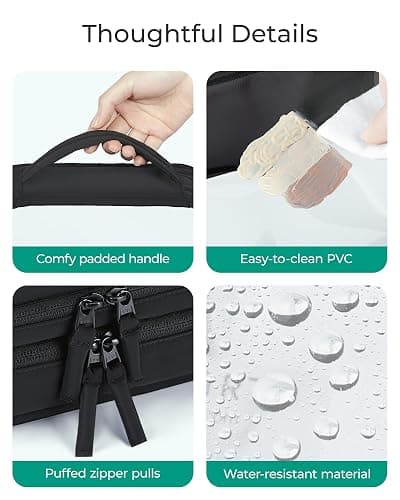 BAGSMART Double Layer Clear Makeup Bag, TSA-Approved Toiletry Bag, Large Opening with Handle, Cute Water-Resistant Travel Cosmetic Bag with Double Zipper for Car Essentials(Black) thumbnail 6