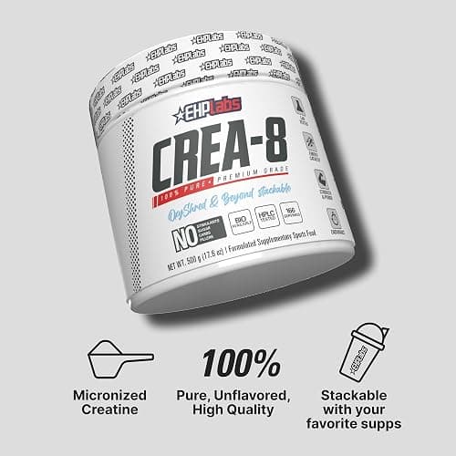EHP Labs CREA-8 Micronized Creatine Monohydrate Powder - Unflavored Creatine Powder for Muscle Growth, Increased Strength, Enhanced Energy Output and Improved Performance - 100 Servings (500g) thumbnail 7