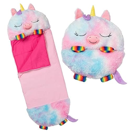 Happy Nappers: Pillow & Sleepy Sack: Large - Rainbow Unicorn - 66 x 30, 2-in-1: Plush Animal Opens Into Sleeping Bag, Soft Play Character, Kids 3+ thumbnail 2