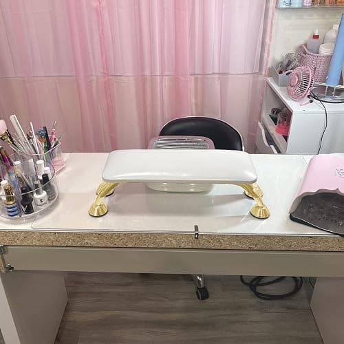 Arm Rest for Nails Tech Soft Comfortable, Nail Arm Rest Anti-Slip, Microfiber Leather Manicure Hand Rest for Nails Tech Armrest Stand with Gold Stainless Steel Legs thumbnail 8