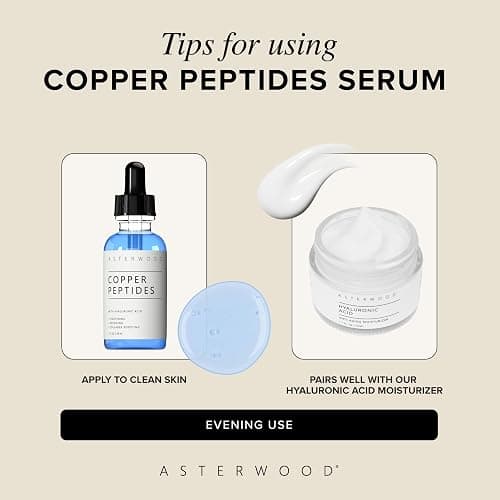 Asterwood Copper Peptides Serum for Face - Tightening, Repairing, Collagen Boosting - with GHK-Cu and Hyaluronic Acid - 2 Fl Oz thumbnail 6