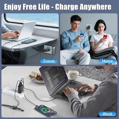 [2-Pack] USB C Wall Charger 3-Port,100W GaN Multiport Fast Charging Charger Block, PD+QC Power Adapter Plug for iPhone 17 Air/16/15/14/13/Pro Max/XS/XR, MacBook Pro/Air,iPad, Samsung S25/S24, and More thumbnail 5