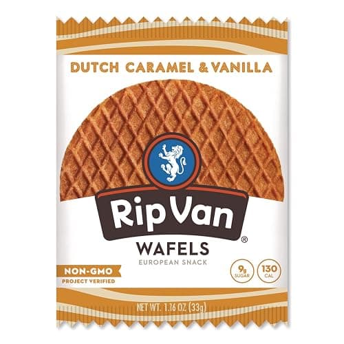 Rip Van Wafels Dutch Caramel & Vanilla Stroopwafels, Healthy Snacks, Non-GMO, Low Calorie, Low Sugar (3g), Office Snacks, Keto Friendly, 12 Count thumbnail 5