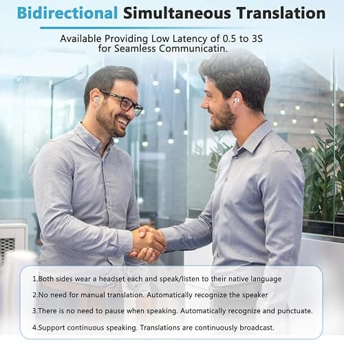 Translation Earbuds Real Time Support 150 Languages,Translation Music and Calling 3-in-1,Translator Device with Bluetooth and APP,Provide Online Instant Voice Translation for Travel Business Learning thumbnail 4