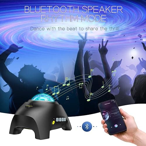 Northern Galaxy Light Aurora Projector with 33 Light Effects, Night Lights LED Star Projector for Bedroom Nebula Lamp, Remote Control, White Noises, Bluetooth Speaker for Parties, Jet Black thumbnail 4