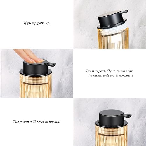 Amolliar Foaming Soap Dispenser, Amber Glass Soap Dispenser, Black 2 Pack | Refillable Foam Soap Dispenser Plastic Soap Pump, Bathroom Foam Lotion, Hand Dish Soap for Kitchen Countertop, Cozy Decor thumbnail 8