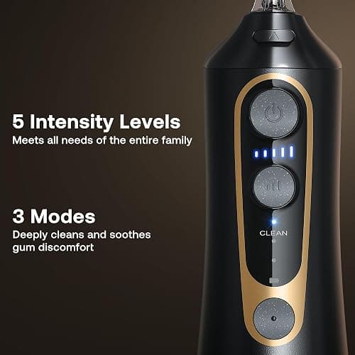 Bitvae C6 Water Dental Flosser Teeth Pick, Cordless Flosser for Travel with 6 Jet Tips, 3 Modes 5 intensities, IPX7 Waterproof Portable & Rechargeable Oral Irrigator Cleaner, Black thumbnail 4