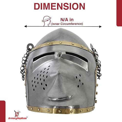 Armory Replicas™ 16G Sugar Loaf Full Face Medieval Helmet – Reinforced Steel, Leather Liner & Brass Buckle thumbnail 2